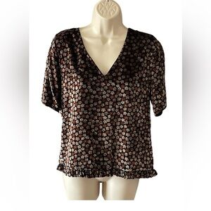 Madewell Velvet Tulip-Sleeve Ruffle Top Size M Floral